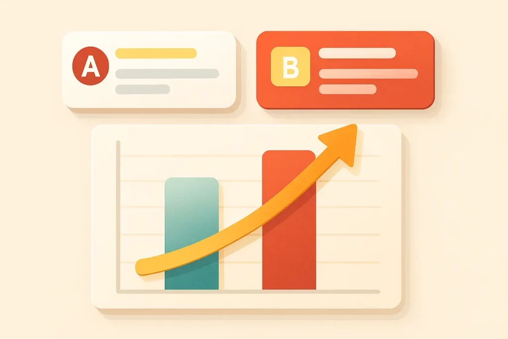 A chart illustrating A/B testing results for different push notification variations.