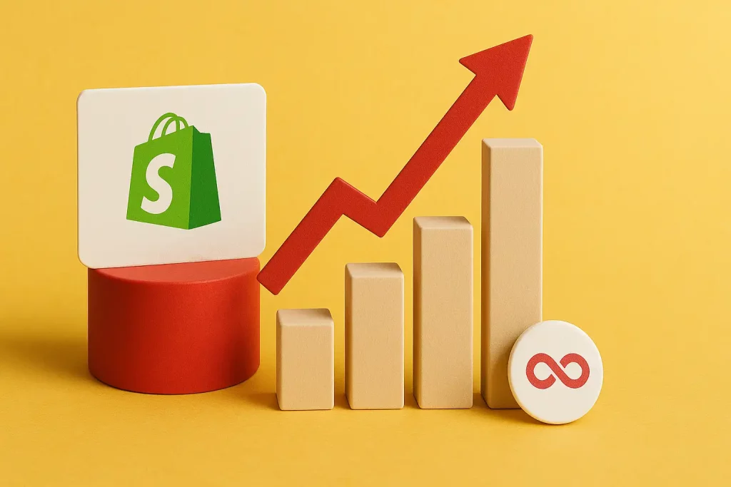 A vibrant image showcasing a Shopify store's sales increase after implementing Pushloop.