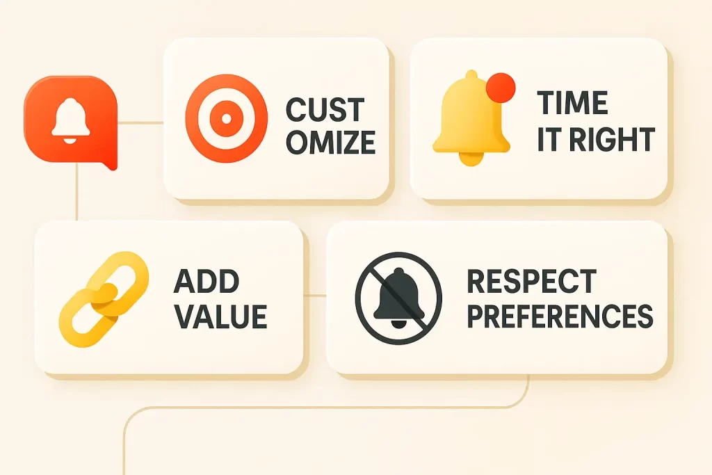 An infographic summarizing key push notification best practices.
