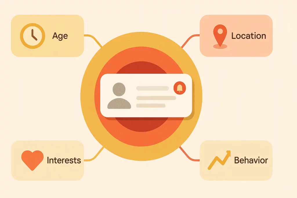 An infographic illustrating different ways to segment audiences for push notifications.